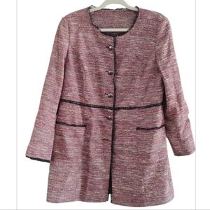 Nicole Miller For Mary Kay Textured Lace Trim Pink Metallic Blazer